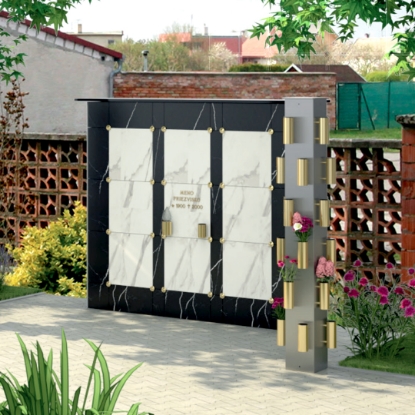 Zobraziť detaily pre Kolumbárium - Urnová stena MODU-AL, 9 buniek - so stredovým stĺpikom Obrázok z Kolumbárium - Urnová stena MODU-AL, 9 buniek - so stredovým stĺpikom